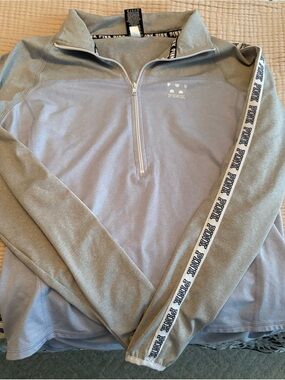 PINK Victoria's Secret Men's Light Gray & Heather Gray Half-Zip Sweater